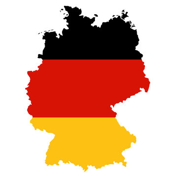 Deutschlandkarte in Farben deutscher Flagge