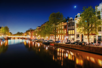 Fototapeta na wymiar Highlighting buildings and streets Amsterdam, the Netherlands