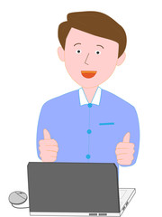 コンピューターで仕事をするビジネスマン