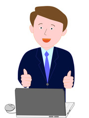 コンピューターで仕事をするビジネスマン