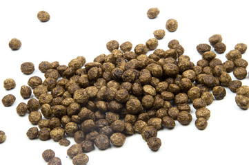 Chocolate corn balls isolated on white background