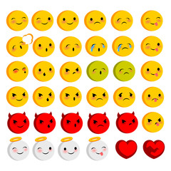 Fototapeta premium Emotional faces smiles big set
