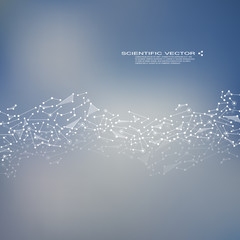 Molecule DNA and neurons vector. Molecular structure. Connected lines with dots. Genetic chemical compounds. Chemistry, medicine, science, technology concept. Geometric abstract background.