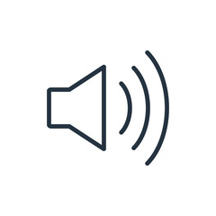 speaker volume thin line icon set on white background, audio, music, flat, minimalistic