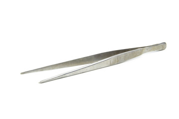 Used tweezers tool isolated on white background
