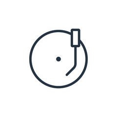 vinyl thin line icon set on white background, audio, music, flat, minimalistic