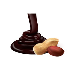 Peanut with Chocolate. 3d vector illustration