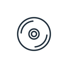 vinyl thin line icon set on white background, audio, music, flat, minimalistic