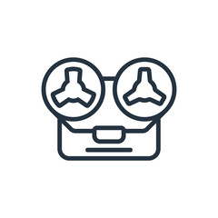 old recorder thin line icon set on white background, audio, music