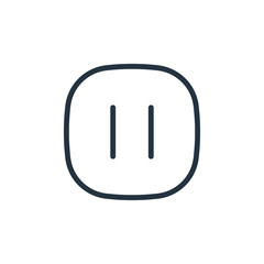 pause button thin line icon set on white background, audio, music