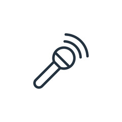 microphone thin line icon set on white background, audio, music, flat, minimalistic