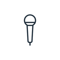 microphone thin line icon set on white background, audio, music, flat, minimalistic