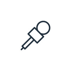 microphone thin line icon set on white background, audio, music, flat, minimalistic