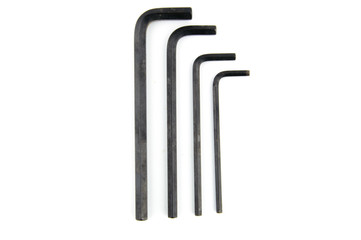 Hex wrench isolated on white background. Black Allen wrench isolated.