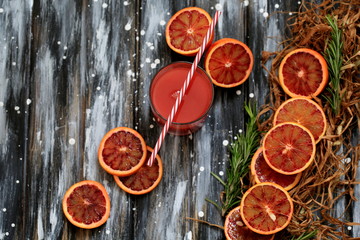 Sliced blood oranges and orange fresh