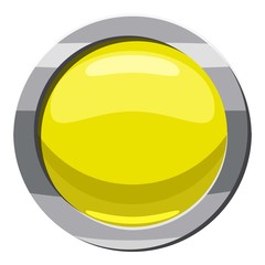 Round button icon, cartoon style