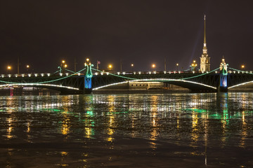 Obraz premium Peter and Paul Fortress and Trinity Bridge