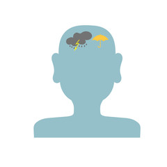 Mans head outline with storm inside