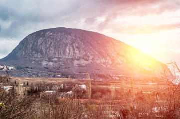 Crimean mountain in the background a bright sun