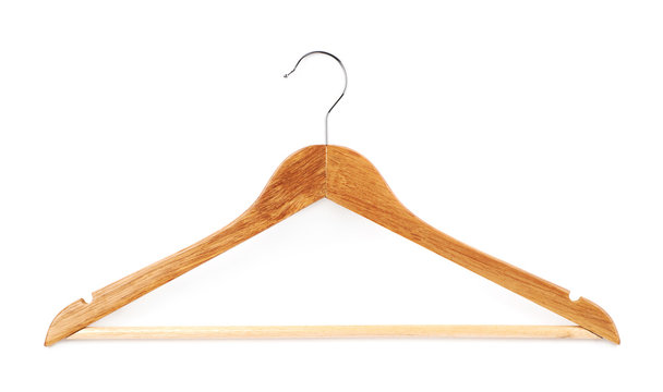 Single White Wooden Hanger Isolated