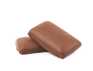 Flat chocolate candy isolated