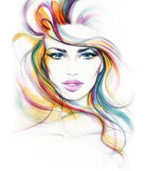 Photo sur Plexiglas Visage aquarelle Visage de femme. Illustration de mode. Peinture à l& 39 aquarelle