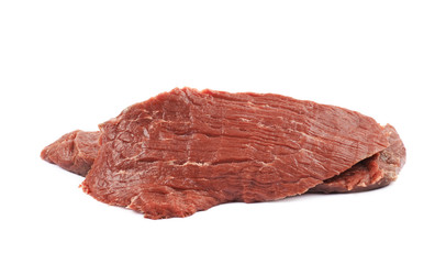 Pile of beef meat slices isolated