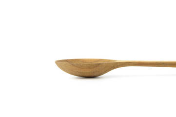 Kitchen wooden spoon isolated on a white background. Selective focus.