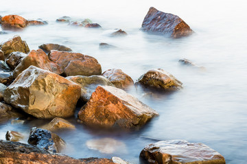 Sunrise at rocky seascape, Bali Indonesia