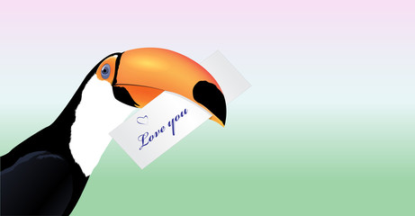 Vector Toucan head with Valentine card