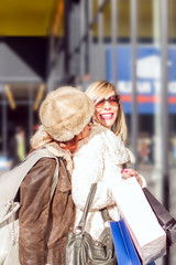 Obraz premium Middle age woman walking and enjoy in shopping .Colored photo
