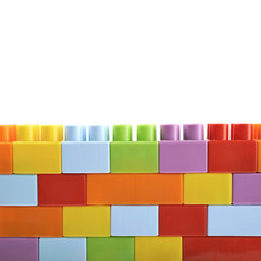 Wall made of toy bricks isolated