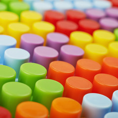 Surface covered with toy bricks