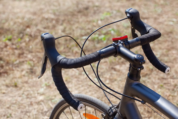 Fototapeta na wymiar Wheel racing, mountain bike close-up in nature. Cycling and sport lifestyle.