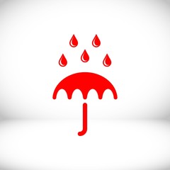 Umbrella vector icon. Rain protection symbol. Flat design style