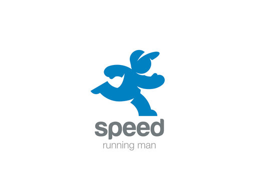Running man silhouette abstract Logo delivery Logotype icon