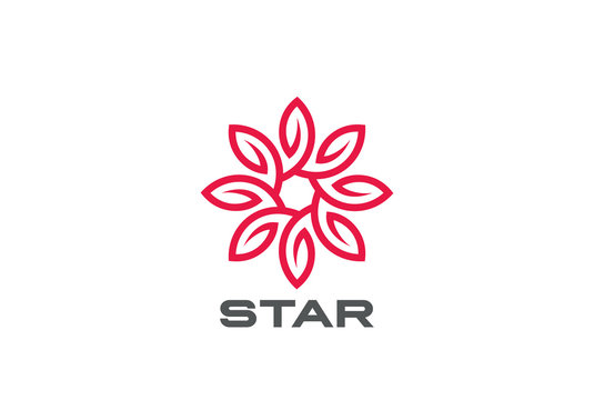 Star Flower Logo design loop. Luxury Jewelry Fashion Logotype