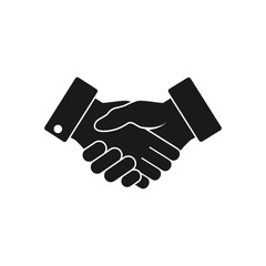 Handshake business icon, vector black silhouette.