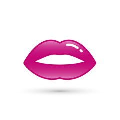 Lips kiss. Vector patch, sticker.