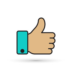 Thumb up vector icon color illustration.