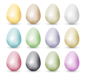 Easter realistic colorful eggs set with different color fill