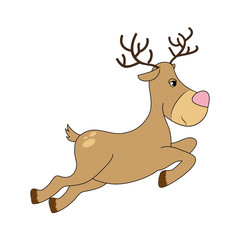 happy merry christmas reindeer card vector illustration design