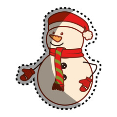 Obraz premium happy merry christmas snowman card vector illustration design