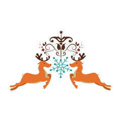 happy merry christmas reindeer card vector illustration design
