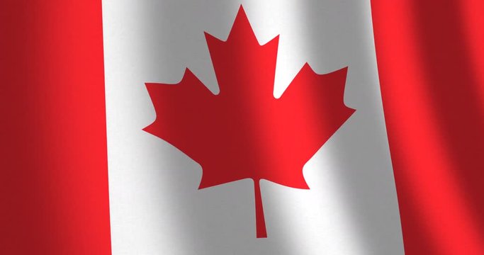 National flag of Canada with linen texture which is moving in the wind. Smooth motion of waving flag in perfect loop.
