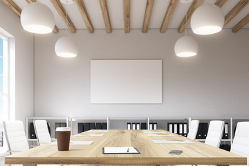 Conference room with wooden table