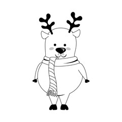 Obraz premium happy merry christmas reindeer card vector illustration design