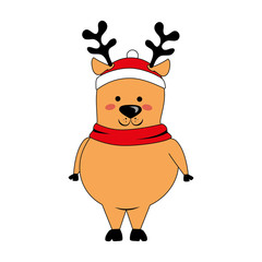happy merry christmas reindeer card vector illustration design