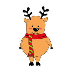 happy merry christmas reindeer card vector illustration design