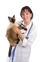 Female Veterinarian with Cat